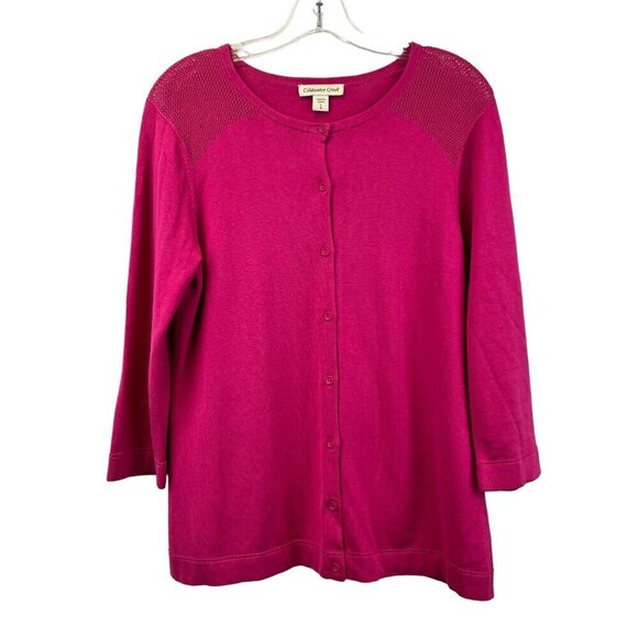 Coldwater Creek Womens 3/4 Sleeve Button Up Cardigan Pink Small - Picture 1 of 8